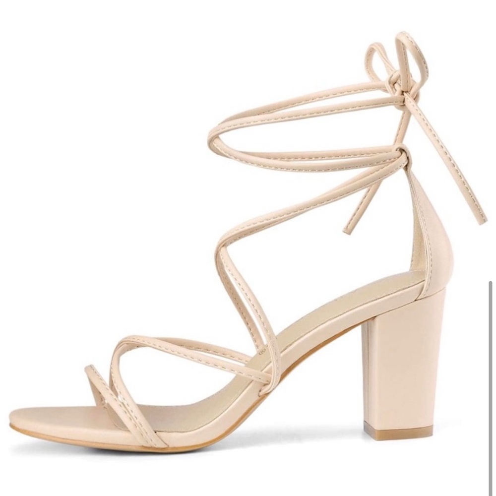 Lace up nude heels